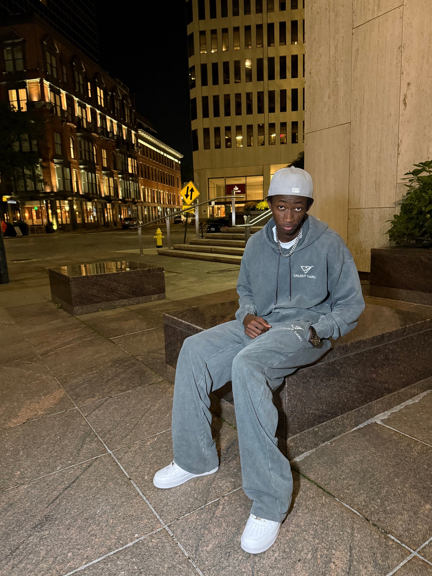 Sparky Grey Acid Wash Tracksuit