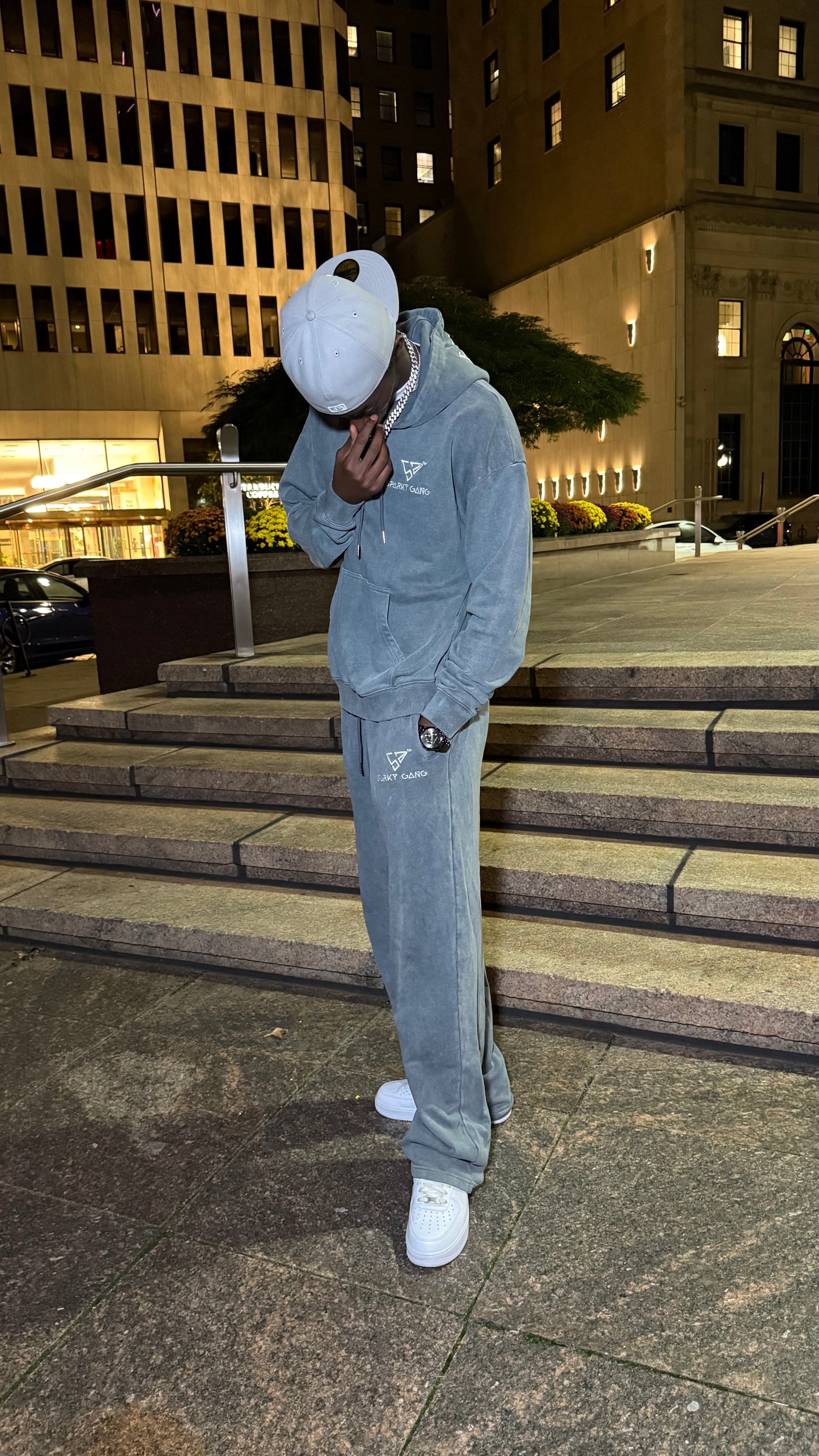 Sparky Grey Acid Wash Tracksuit